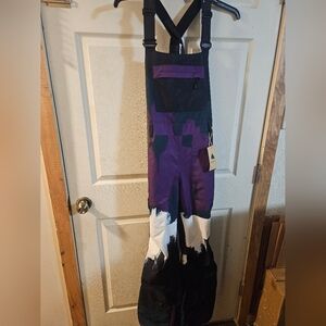 Burton Avalon Women's Ski Bib Jumpsuit Forest Chalk Purple Black White